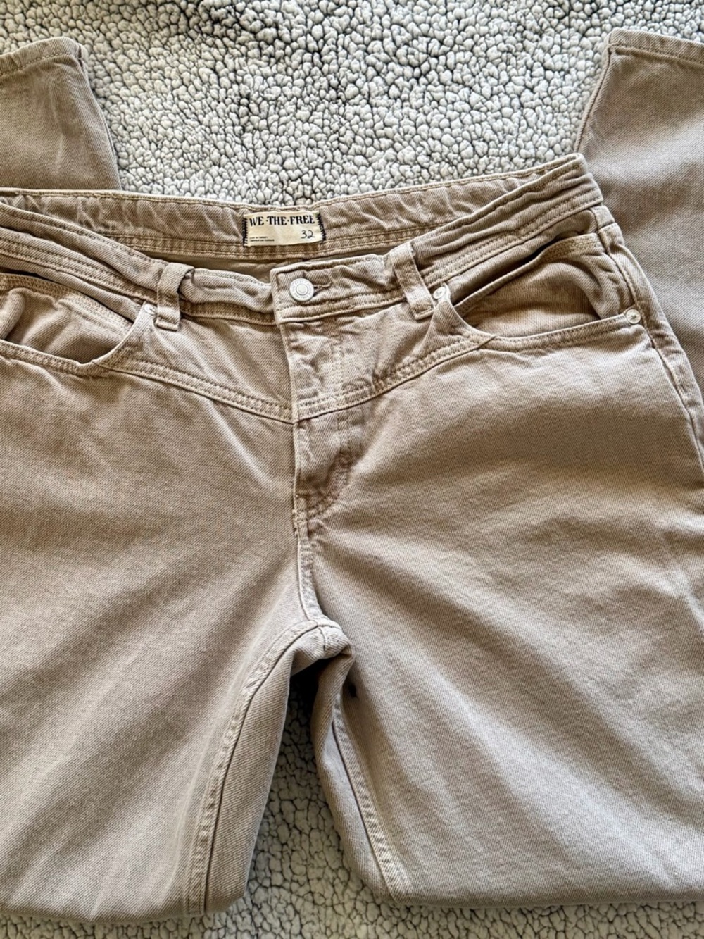 We The Free Women's Straight-Leg Jeans in Light Taupe - Picture 3 of 5
